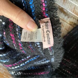 Juicy Couture Black Scarf with Pink and Blue Highlights